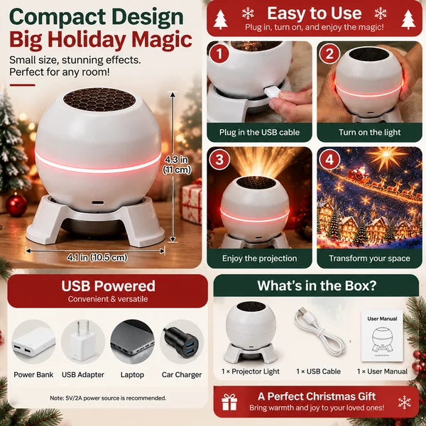 ⏳ Last day to save 49% –🎄🎅 Christmas Magic Projection Light – Bring Holiday Scenes to Life💖