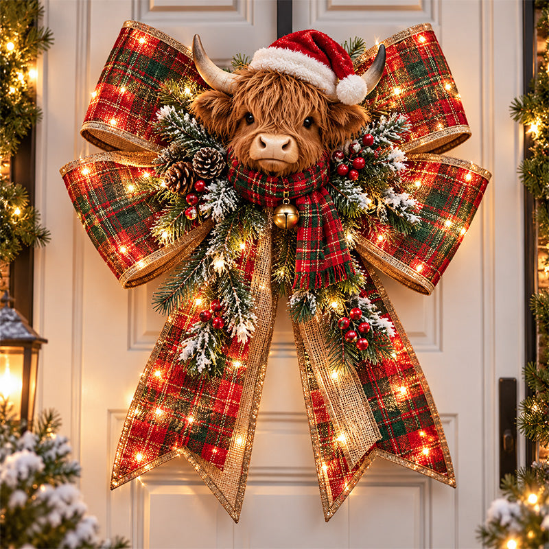 🔥HOT SALE🎀✨ Christmas Magic Bow Door Hangers – Oversized Light-Up Holiday Bows in 6 Festive 🎄
