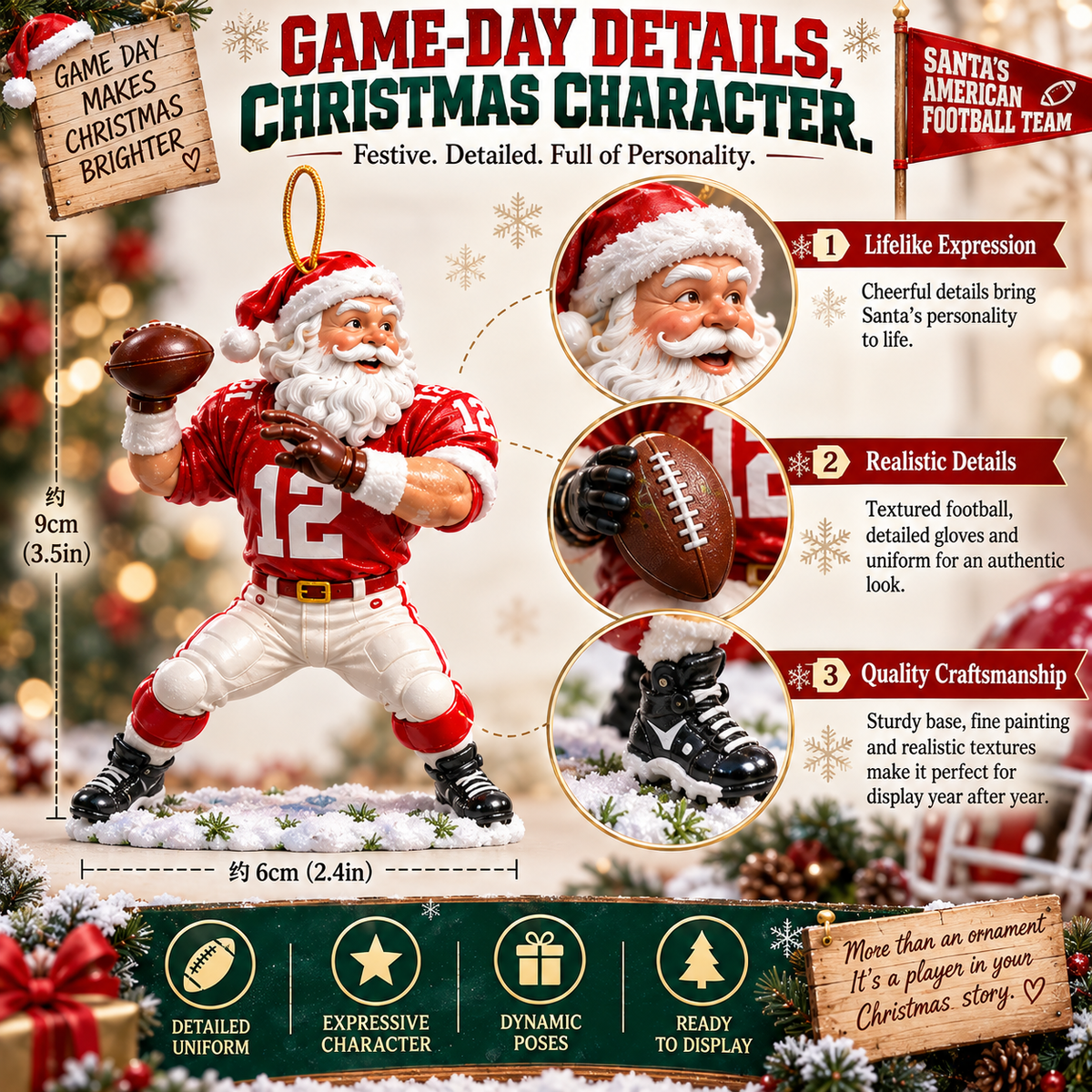 🎅🏈 Santa’s American Football Team – 24 Christmas Game-Day Players