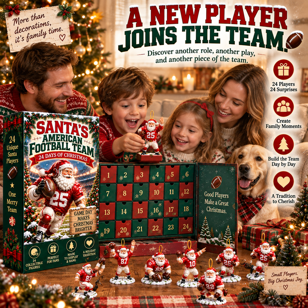 🎅🏈 Santa’s American Football Team – 24 Christmas Game-Day Players