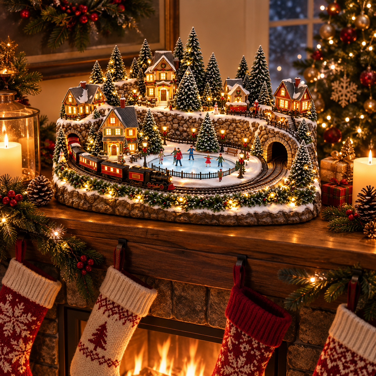 🔥Last day to save 50% –🎅 Animated Holiday Train & Ice Rink Scene