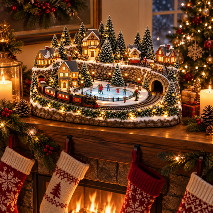 🔥Last day to save 50% –🎅 Animated Holiday Train & Ice Rink Scene