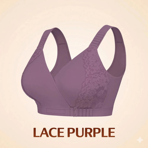 Front-Wrap Comfort Bra — Solid & Lace