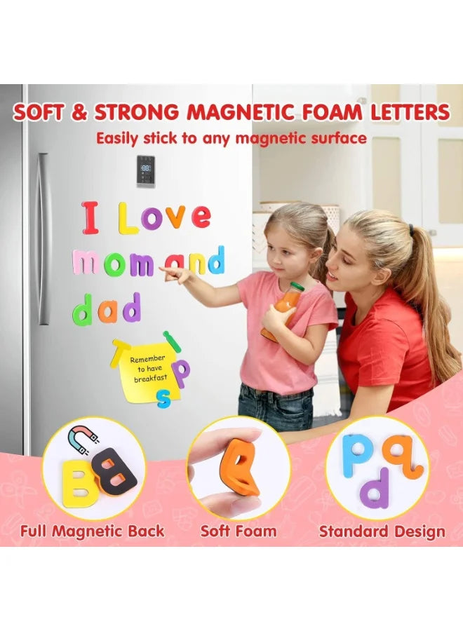 234 PCS Magnetic Alphabet Tiles Toy, Uppercase & Lowercase Letters with Double-Sided Whiteboard + 40 Flash Cards, STEM Educational Spelling Toy for Kids, Magnetic Letters Numbers Set for Preschool Learning, Classroom Supplies, Early Development Toy