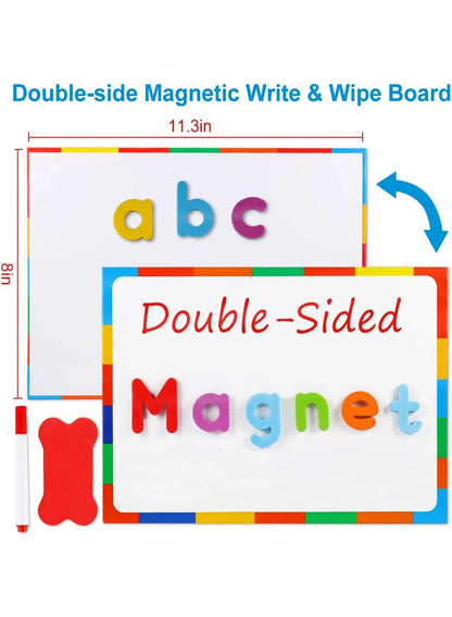 234 PCS Magnetic Alphabet Tiles Toy, Uppercase & Lowercase Letters with Double-Sided Whiteboard + 40 Flash Cards, STEM Educational Spelling Toy for Kids, Magnetic Letters Numbers Set for Preschool Learning, Classroom Supplies, Early Development Toy