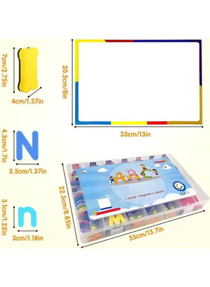 234 PCS Magnetic Alphabet Tiles Toy, Uppercase & Lowercase Letters with Double-Sided Whiteboard + 40 Flash Cards, STEM Educational Spelling Toy for Kids, Magnetic Letters Numbers Set for Preschool Learning, Classroom Supplies, Early Development Toy