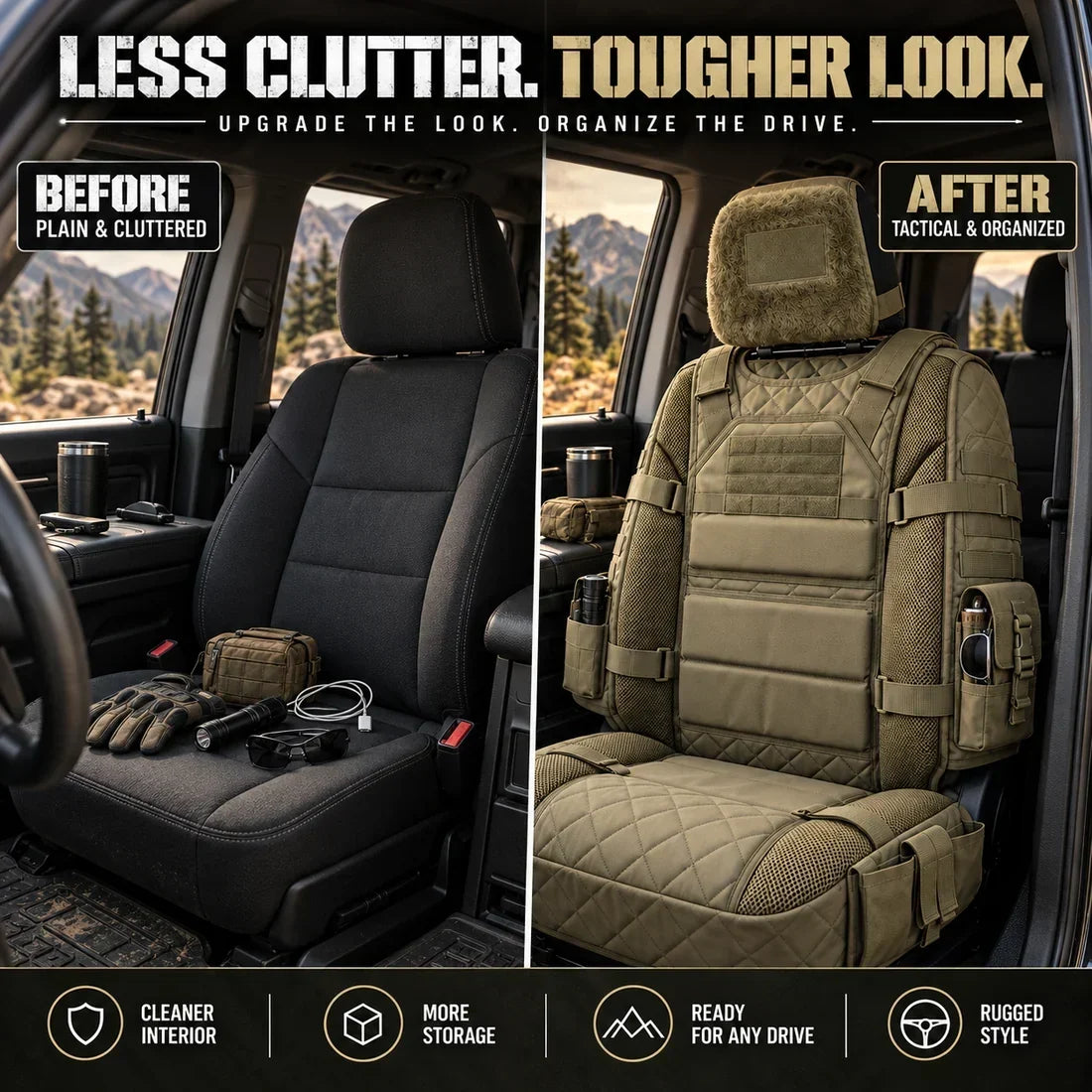 ⏳ Last day to save 49%–🚙Heavy-Duty Tactical Truck Seat Cover, Built-In Storage, Full Seat Protection & Daily Comfort 💥
