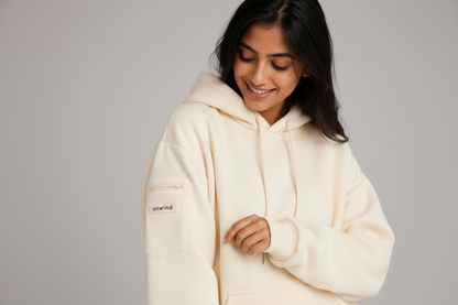 [Ivory] Unwind Airplane Mode Travel Hoodie
