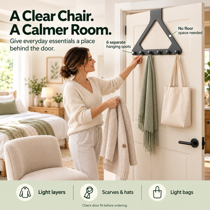 🔥Hot Sale– 49% OFF – 6-Hook Over-the-Door Organizer – No-Drill Space-Saving Hanging Rack ✨
