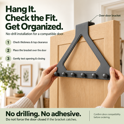 🔥Hot Sale– 49% OFF – 6-Hook Over-the-Door Organizer – No-Drill Space-Saving Hanging Rack ✨