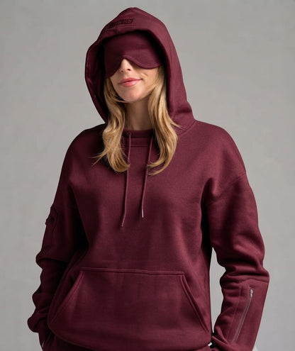 [Burgundy] Unwind Airplane Mode Travel Hoodie - front