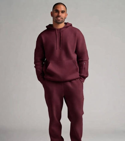 [Burgundy] Unwind Airplane Mode Travel Hoodie - full look
