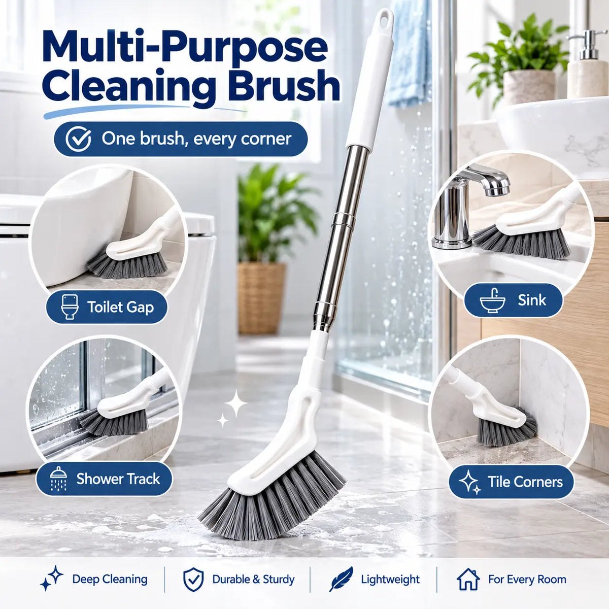 🔥Hot Sale 49% Off🔥Adjustable Length Stainless Steel Telescopic Long Handle Crevice Cleaning Brush 🧹