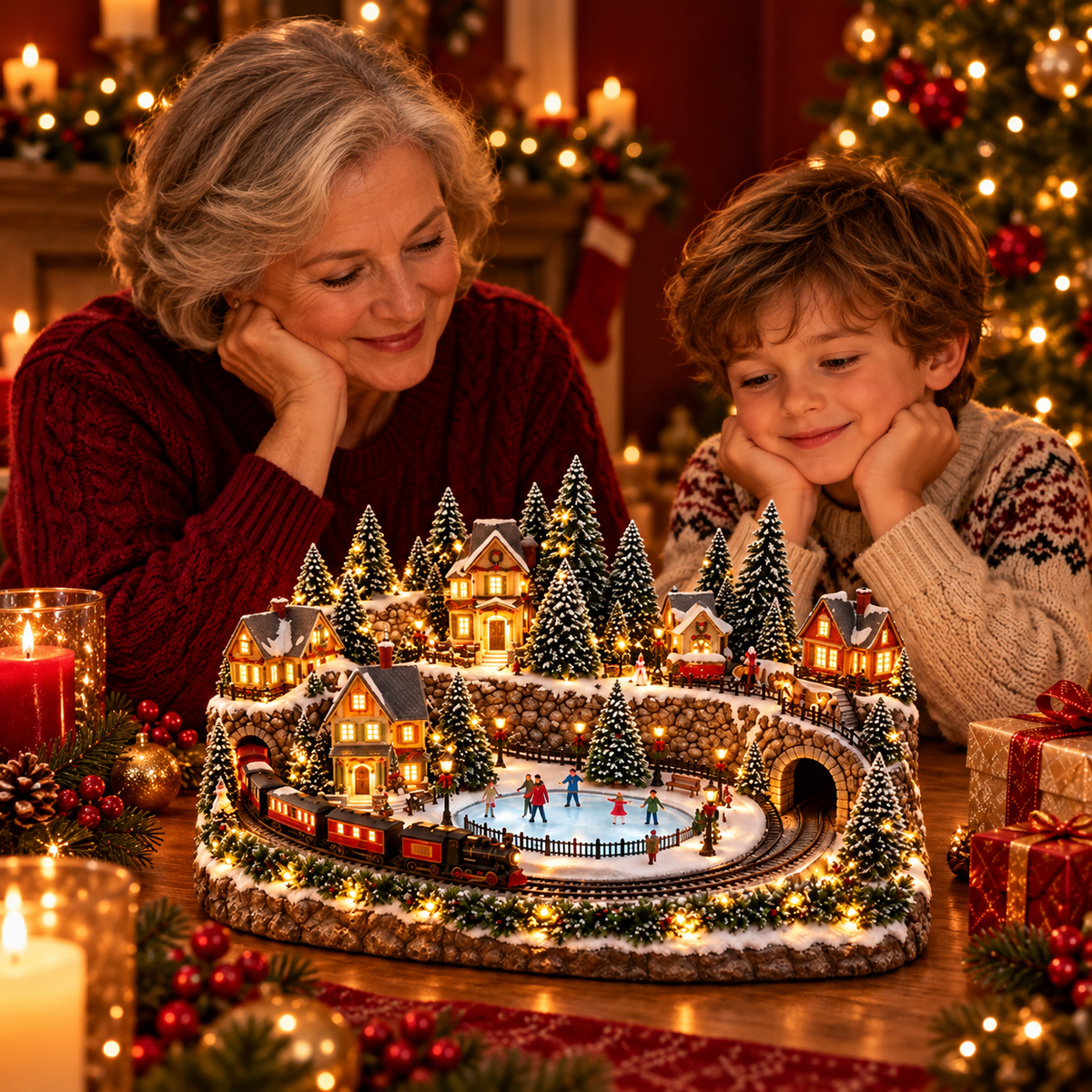 🔥Last day to save 50% –🎅 Animated Holiday Train & Ice Rink Scene