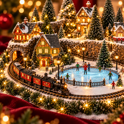 🔥Last day to save 50% –🎅 Animated Holiday Train & Ice Rink Scene