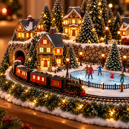 🔥Last day to save 50% –🎅 Animated Holiday Train & Ice Rink Scene