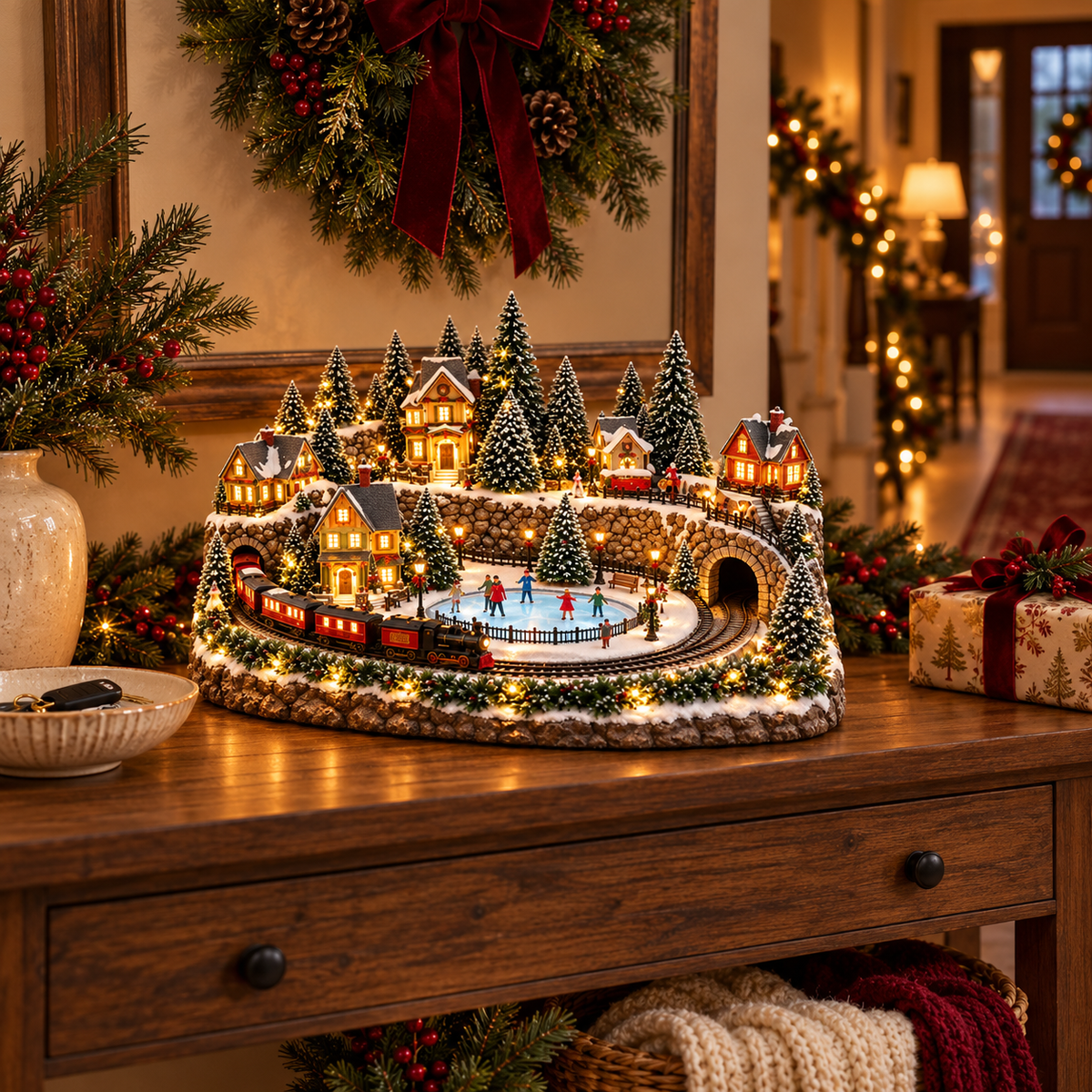 🔥Last day to save 50% –🎅 Animated Holiday Train & Ice Rink Scene