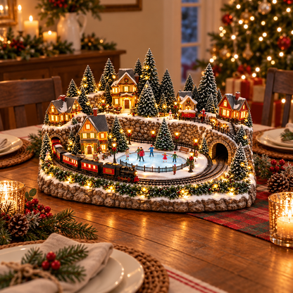 🔥Last day to save 50% –🎅 Animated Holiday Train & Ice Rink Scene
