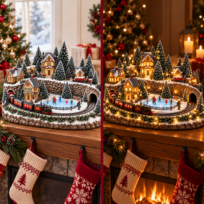 🔥Last day to save 50% –🎅 Animated Holiday Train & Ice Rink Scene