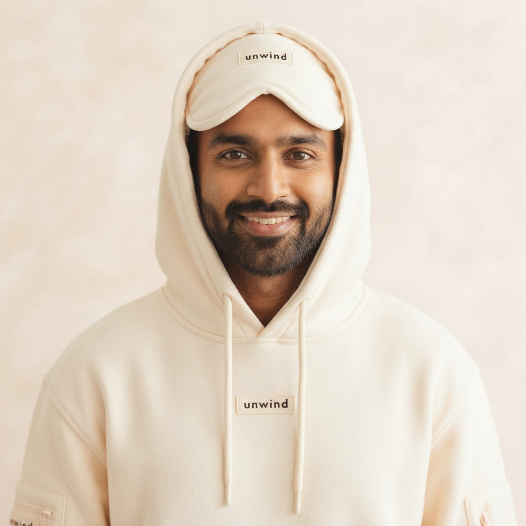 [hide] Unwind travel hoodie lifestyle image